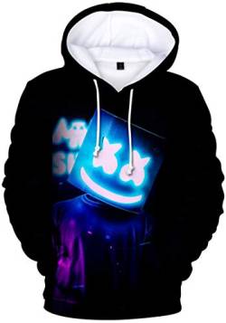 OLIPHEE Jungen Kapuzenpulli mit 3D Digital Druck für Teenager Fans DJ Sweater Schwarz Blau-3 XS von OLIPHEE