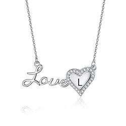 OLIVIASO Love-Halskette Für Damen, 925er Sterlingsilber Emaille Anfangs Herz Anhänger Halskette für Damen, Silberkette Damen 925 von OLIVIASO