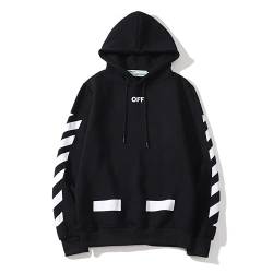 OLIVIAYDS Unisex Erwachsene Mode Off Striped Arrow Hoodie Sweatshirt Hip Hop Pullover Sweater Shirt Trendy Hooded Top, Schwarz , S von OLIVIAYDS