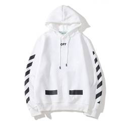 OLIVIAYDS Unisex Erwachsene Mode Off Striped Arrow Hoodie Sweatshirt Hip Hop Pullover Sweater Shirt Trendy Hooded Top, weiß, S von OLIVIAYDS