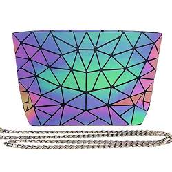 Frauen Geometrische Leuchtende holographische Geldbörsen und Handtaschen Chic Stilvolle Farbe Veränderbar Reflektierende Umhängetasche, Kuriertasche, Einheitsgröße von OLOEY