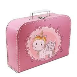 Kinderkoffer pink mit Einhorn 30 cm, Malkoffer Spielzeugkoffer Spielkoffer Puppenkoffer Pappkoffer von OLShop AG