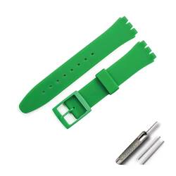 OLXIYOC Uhrenarmband für Swatch, Silikon wasserdicht Uhrenarmband (17mm, Green2) von OLXIYOC