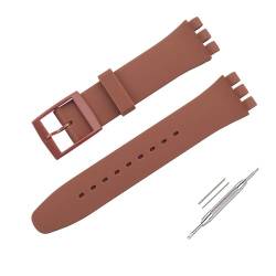 OLXIYOC Uhrenarmband für Swatch, Silikon wasserdicht Uhrenarmband (19mm, Brown) von OLXIYOC