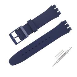 OLXIYOC Uhrenarmband für Swatch, Silikon wasserdicht Uhrenarmband (19mm, Navy Blue) von OLXIYOC