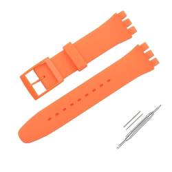OLXIYOC Uhrenarmband für Swatch, Silikon wasserdicht Uhrenarmband (19mm, Orange) von OLXIYOC