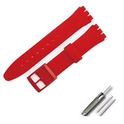 OLXIYOC Uhrenarmband für Swatch, Silikon wasserdicht Uhrenarmband (19mm, Rot) von OLXIYOC
