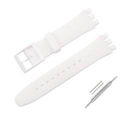 OLXIYOC Uhrenarmband für Swatch, Silikon wasserdicht Uhrenarmband (19mm, White) von OLXIYOC