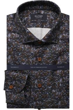 OLYMP SIGNATURE Casual Tailored Fit Flanellhemd nachtblau, Gemustert von OLYMP SIGNATURE