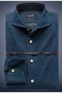 OLYMP SIGNATURE Soft Business Tailored Fit Hemd extra langer Arm dunkelblau von OLYMP SIGNATURE
