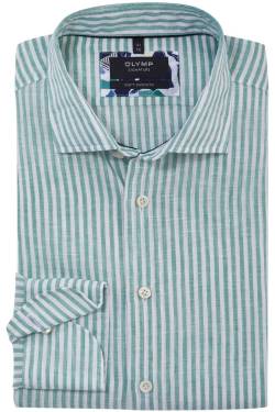 OLYMP SIGNATURE Soft Business Tailored Fit Leinenhemd hellgrün, Gestreift von OLYMP SIGNATURE