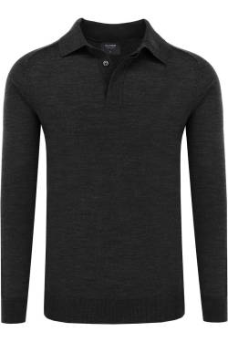 OLYMP SIGNATURE Soft Business Tailored Fit Longsleeve Poloshirt schwarz, Einfarbig von OLYMP SIGNATURE