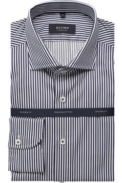 OLYMP SIGNATURE Tailored Fit Hemd dunkelblau/weiss, Gestreift von OLYMP SIGNATURE
