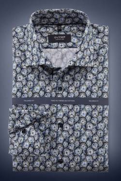 OLYMP SIGNATURE Tailored Fit Hemd extra langer Arm oliv/blau von OLYMP SIGNATURE