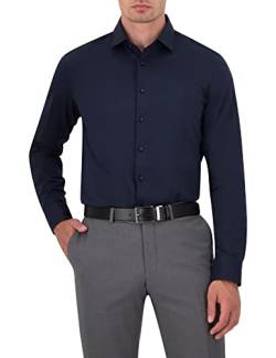 OLYMP Herren Businesshemd Level Five 24/Seven,Männer Hemd,Langarm,Einfarbig,Uni,Body fit,New York Kent,bequem wie EIN T-Shirt,Marine 18,38 von OLYMP