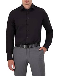 OLYMP Herren Businesshemd Level Five 24/Seven,Männer Hemd,Langarm,Einfarbig,Uni,Body fit,New York Kent,bequem wie EIN T-Shirt,schwarz 68,38 von OLYMP