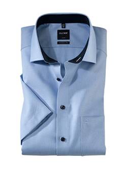 OLYMP Herren Oberhemd Langarm Luxor,Einfarbig,modern fit,Global Kent,Hellblau 10,40 von OLYMP