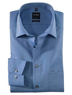 OLYMP Herren Oberhemd Langarm Luxor,Uni,modern fit,New Kent,Blau 15,39 von OLYMP