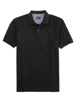 OLYMP Herren Polo-Shirt Kurzarm Casual Wirk,Uni,Regular fit,schwarz 68,L von OLYMP
