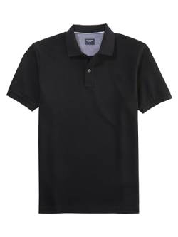 OLYMP Herren Polo-Shirt Kurzarm Casual Wirk,Uni,Regular fit,schwarz 68,XL von OLYMP