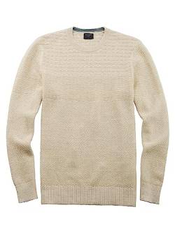 OLYMP Herren Pullover Rundhals Casual Strick,Uni,Regular fit,Off White 01,L von OLYMP