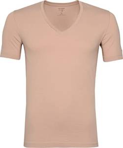 OLYMP Herren T-Shirt V-Ausschnitt Level Five T-Shirt,Männer,Uni,Body fit,Caramel 24,S von OLYMP