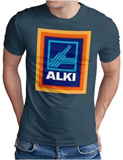 OM3® Alki T-Shirt | Herren | Parodie für Alkohol Liebhaber Saufparty Fun | Denim, M von OM3