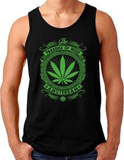 OM3® Amsterdam-Weed-Paradise Tank Top Shirt | Herren | Netherlands Coffee Shop Marijuana Ganja Kush | Schwarz, 4XL von OM3