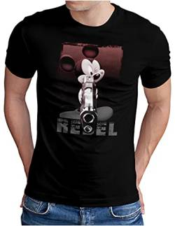 OM3® Bad Rebel Mouse T-Shirt | Herren | Gangsta Gun Parodie Fun | Schwarz, L von OM3