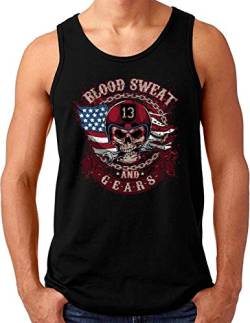 OM3® Blood-Sweat-and-Gears Tank Top Shirt | Herren | Motorcycle Skull Garage Tuning | Schwarz, 3XL von OM3