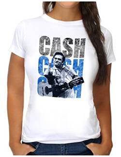 OM3® Cash-Cash-Cash T-Shirt | Damen | Country Music Johnny Vintage | XXL, Weiß von OM3
