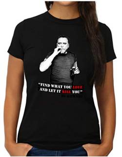 OM3® Charles Bukowski T-Shirt - Damen - Kult Poet Icon Quote - M, Schwarz von OM3