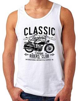 OM3® Classic-Legend Tank Top Shirt | Herren | Vintage Riders Motorcycle Club Garage | Weiß, 4XL von OM3