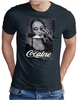 OM3® Cocaine-Bitch T-Shirt | Herren | Enjoy Kokain Koks Kult Logo Drug Fun | Navy, 3XL von OM3