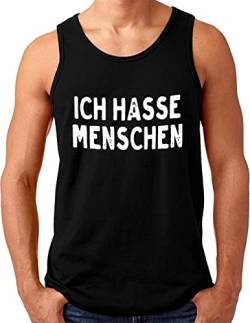 OM3® Cooles Tank Top Shirt mit Spruch - Ich Hasse Menschen | Herren | Sprüche Statement Quote | Schwarz, 4XL von OM3