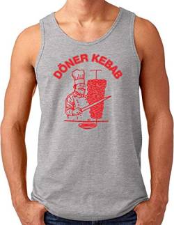 OM3® Döner Kebab Tank Top Shirt | Herren | Doner Classic Original Logo | Grau Meliert, 4XL von OM3