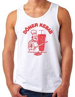 OM3® Döner Kebab Tank Top Shirt | Herren | Doner Classic Original Logo | Weiß, L von OM3