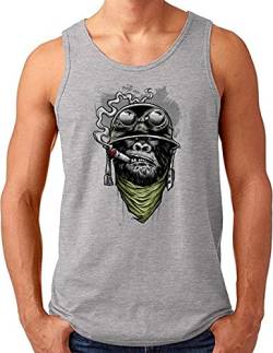 OM3® Gorilla-of-Duty Tank Top Shirt | Herren | Smoking Monkey Biker Ape MC Rocker Army (Army) | Grau Meliert, 4XL von OM3