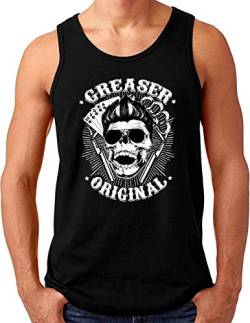 OM3® Greaser-Skull Tank Top Shirt | Herren | Rockabilly Poker Totenkopf 50's | Schwarz, 3XL von OM3