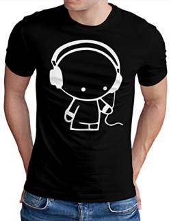 OM3® Headphones-Music-Beat T-Shirt - Herren - DJ Sound Audio Party - Schwarz, 4XL von OM3