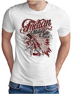 OM3® Indian-Motorcycle-Club T-Shirt | Herren | Skull Chopper Bike Motorbike | Weiß, L von OM3