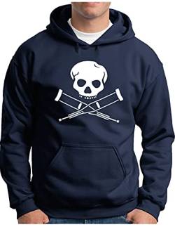 OM3® Jackass Skull Hoodie | Herren | Hardcore Stunts Dumb Fun Kult | Kapuzen-Pullover Navy, M von OM3