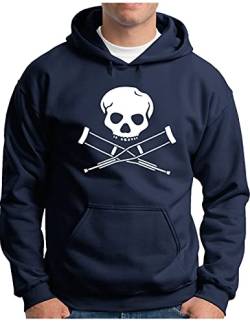 OM3® Jackass Skull Hoodie | Herren | Hardcore Stunts Dumb Fun Kult | Kapuzen-Pullover Navy, XXL von OM3