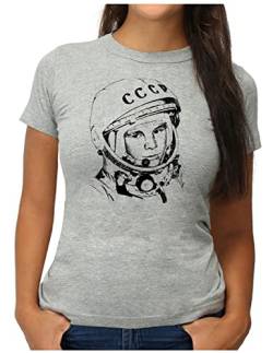 OM3® Juri Gagarin T-Shirt | Damen | Kosmonaut UDSSR 1962 Space Sojus Mond Mission | XXL, Grau Meliert von OM3