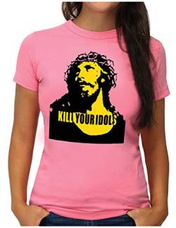 OM3® Kill Your Idols T-Shirt | Damen | 90s Jesus Hard Rock Punk Grunge Music Band | XL, Pink von OM3