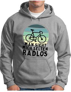 OM3® Lustiger Fahrrad Hoodie | Herren | Man Sieht Mich selten Radlos Biking Radfahrer | Kapuzen-Pullover Grau Meliert, 3XL von OM3