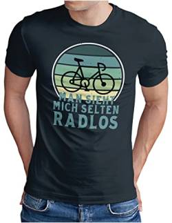 OM3® Lustiges Fahrrad T-Shirt mit Spruch | Herren | Man Sieht Mich selten Radlos Biking Radfahrer | Navy, L von OM3