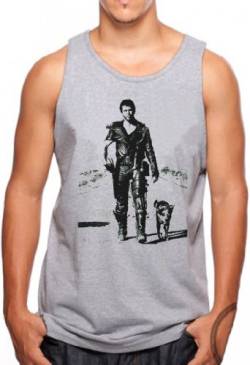 OM3® MAD MAX - Tank Top Road Warrior Action Hollywood Kult Movie USA, S, Grau Meliert von OM3