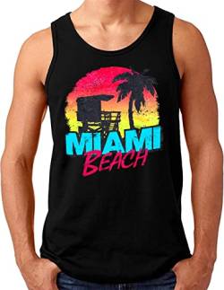 OM3® Miami Beach Tank Top Shirt | Herren | South Beach Florida Ocean Drive Vintage Style USA | Schwarz, 3XL von OM3