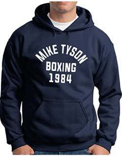 OM3® Mike Tyson 1984 Hoodie | Herren | Boxing Heavyweight Gym KO Fight Legend Boxer | Kapuzen-Pullover Navy, 4XL von OM3